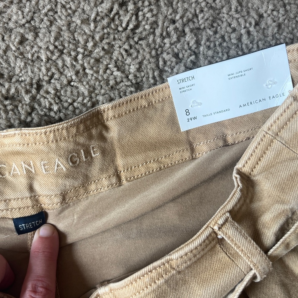 NWT AMERICAN EAGLE Brown/ Khaki Stretch Mid-rise Pleated Mini Skort Women’s US 8 - Picture 9 of 11